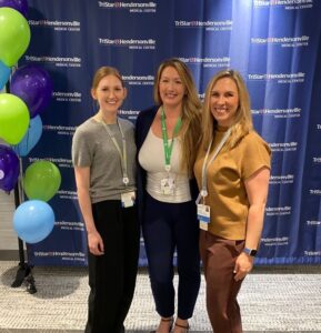 Whitney Serfass, Alex Gangl and Lindsey Foster with Tennessee Donor Services celebrated a Donate Life Month Ceremony at Tristar Hendersonville